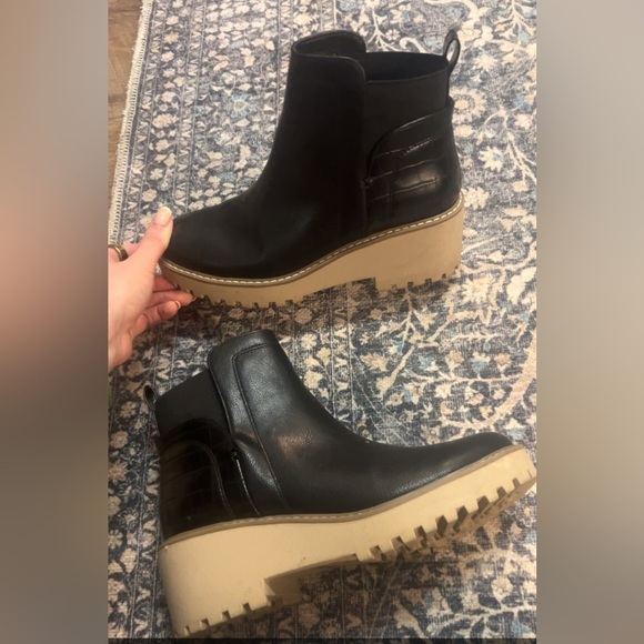 Black Ankle Boots with Tan Sole - Picture 1 of 1